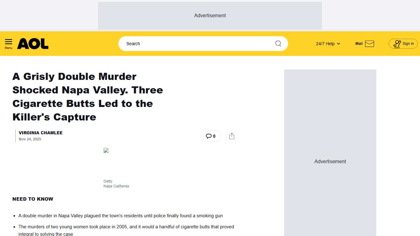 A Grisly Double Murder Shocked Napa Valley. Three Cigarette Butts Led to the Killer's Capture - AOL