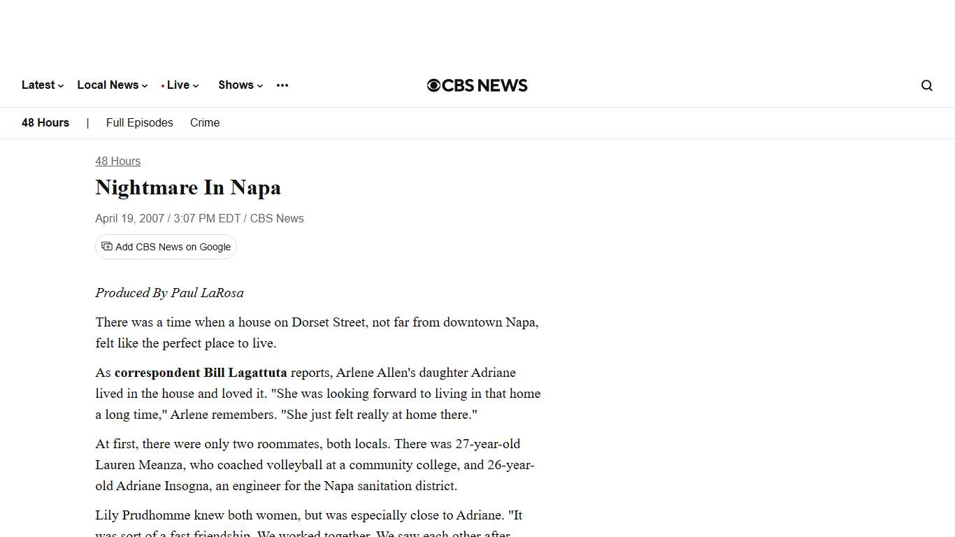 Nightmare In Napa - CBS News