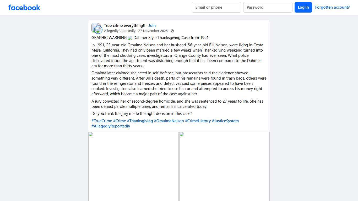 True crime everything!! | GRAPHIC WARNING ⚠️ Dahmer Style Thanksgiving Case from 1991 | Facebook
